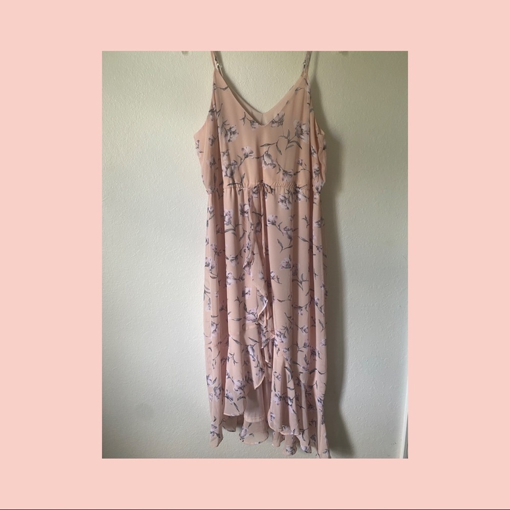 Blush Floral Ruffle Dress XL NEW